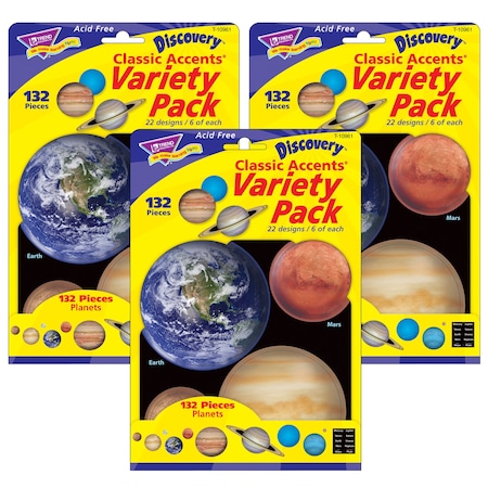 Trend Enterprises Planets Classic Accents Variety Pack, 132 Pieces, PK3 T10961